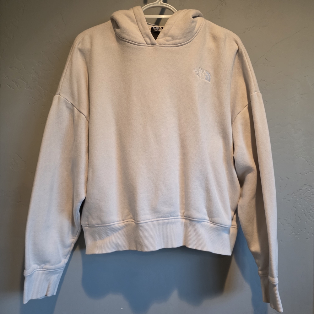 The North Face Women's Cream Oversized, Cropped Hoodie, XL